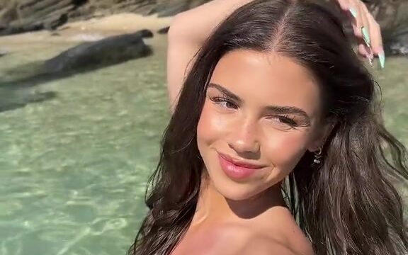 Leah Halton nude showing off her huge boobs on the beach!!!